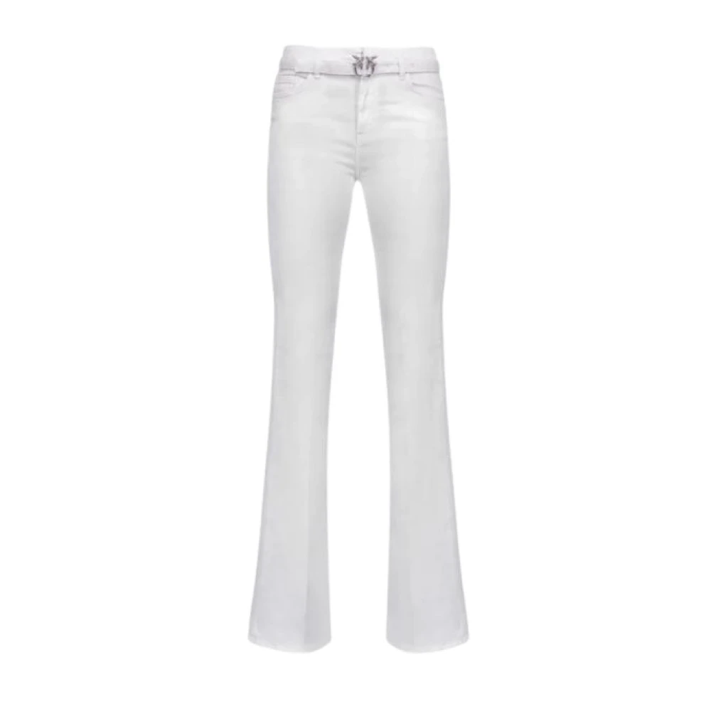 Pinko Witte Flare-Fit Katoenen Jeans White Dames