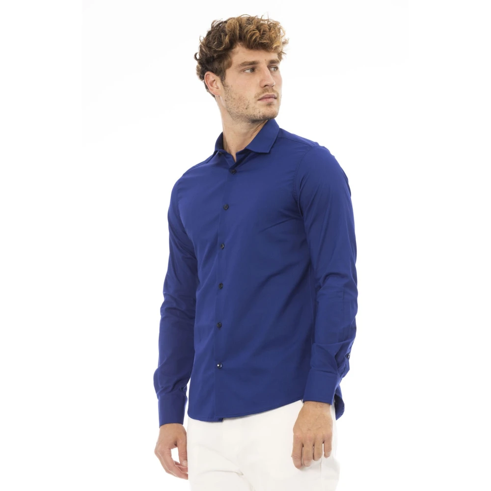 Baldinini Italiaans Boord Regular Fit Overhemd Blue Heren