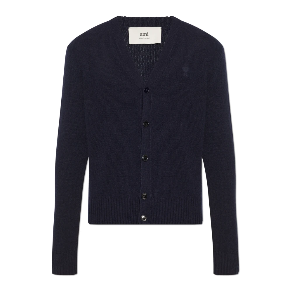 Ami Paris Cashmere Cardigan Blue Heren