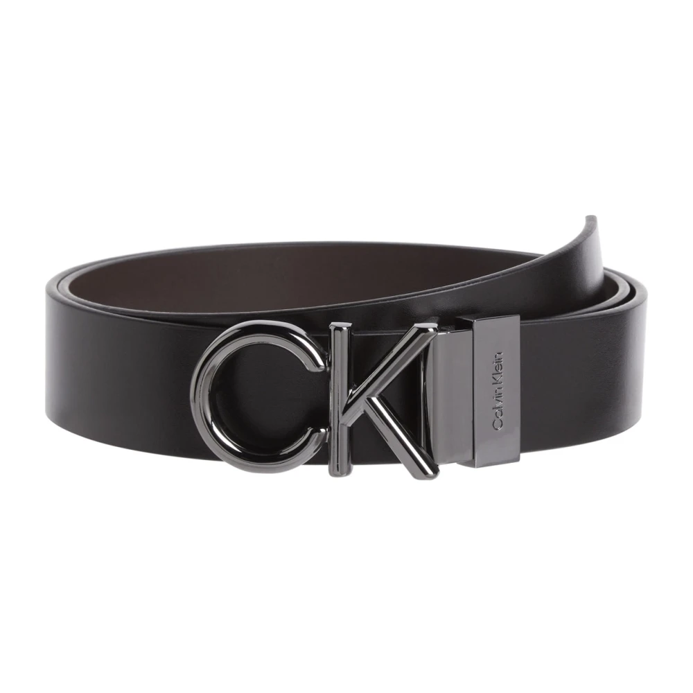 Calvin Klein Zwart Riemset met 2 Gespen Black Heren