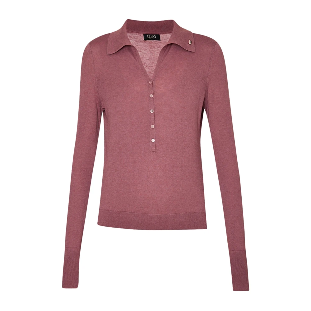 Liu Jo Roze Cashmere Polo Shirt met Lange Mouwen Pink Dames