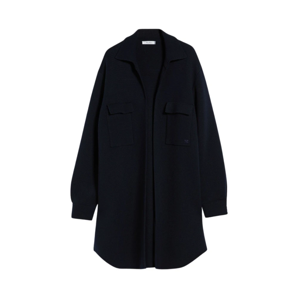 Max Mara Oversized Wollen Jas met Details Blue Dames