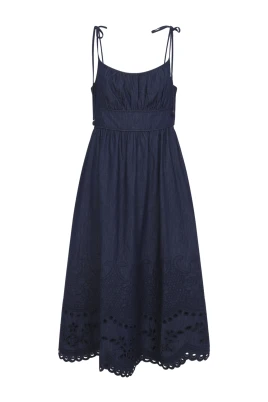 Mahon Broderie Denim Midi Klänning