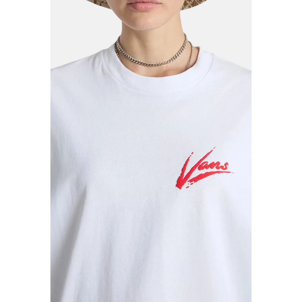 Vans Geribbelde ronde hals bedrukt T-shirt White Dames