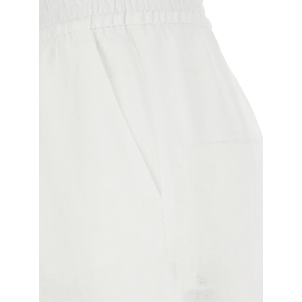 Eleventy Witte Linnen Elastische Taille Broek Vrouw White Dames