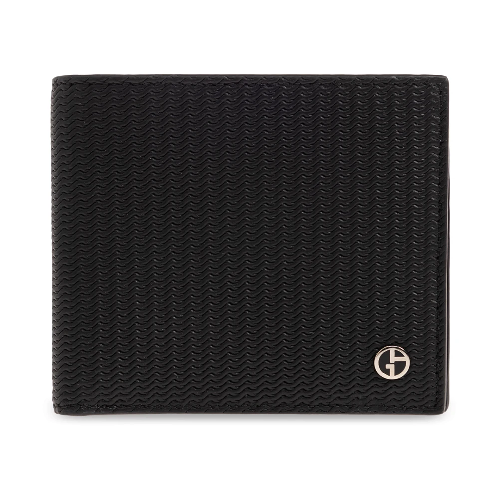 Giorgio Armani Herr Svart Accessoarer One Size, Läder, Plånbok I Läder Med Logotyp
