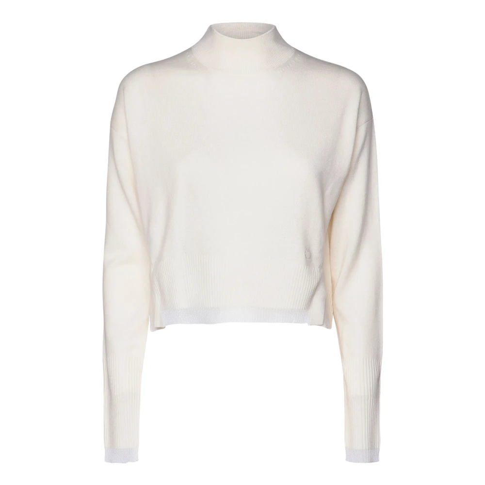Pinko Witte Wollen Trui Halfhoge Hals White Dames