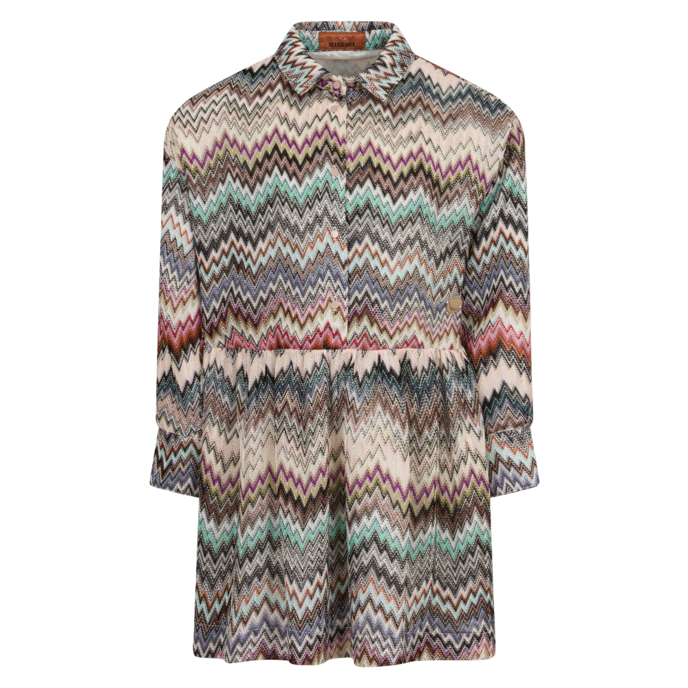 Missoni Girls Multicolor Dresses, 8 Y, Knitted Zigzag Dress