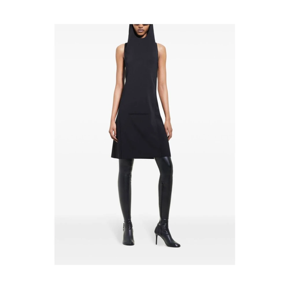 Courrèges Zwarte Mouwloze Shift Jurk met Zak Black Dames
