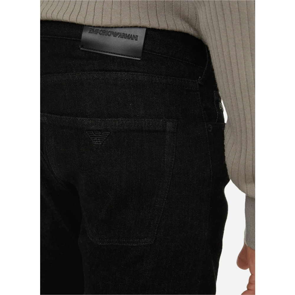 Emporio Armani Comfortabele pasvorm zwarte jeans vest Black Heren