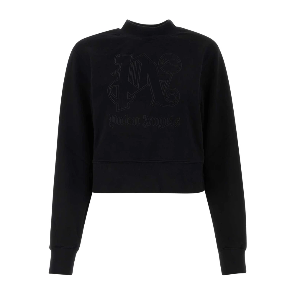 Palm Angels Women's Black Cropped Sweatshirt - Blouses - S - Blouses & Shirts