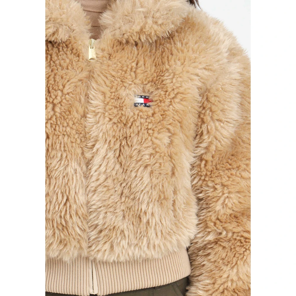 Tommy Jeans Beige Shearling Bontjas Dames Herfst Winter Yellow Dames