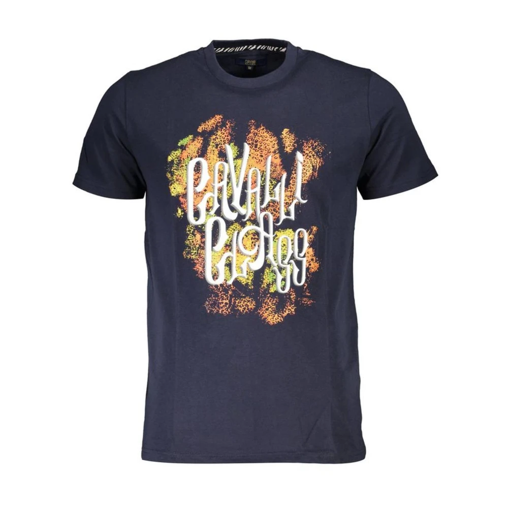 Cavalli Class Grafiskt Tryck Bomull T-shirt Män Blue, Herr