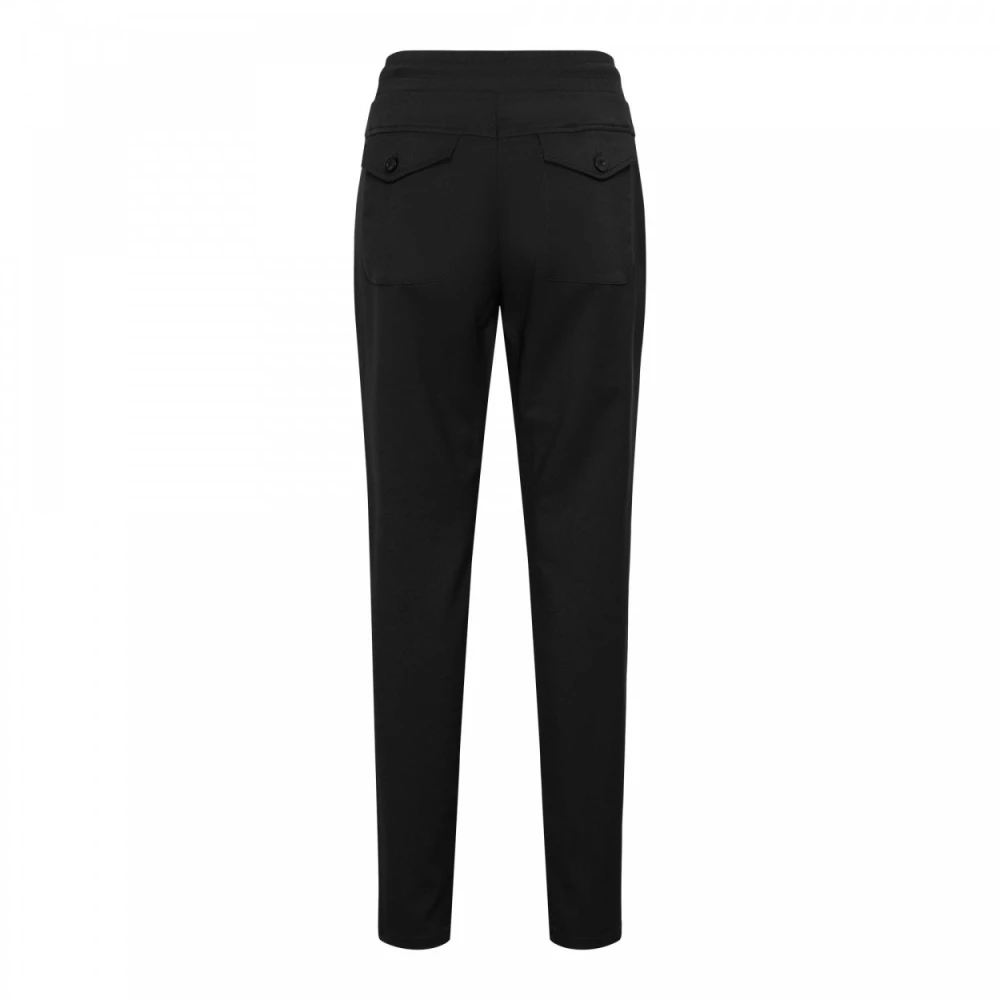 &Co Woman Twill Zwarte Broek met Details Black Dames