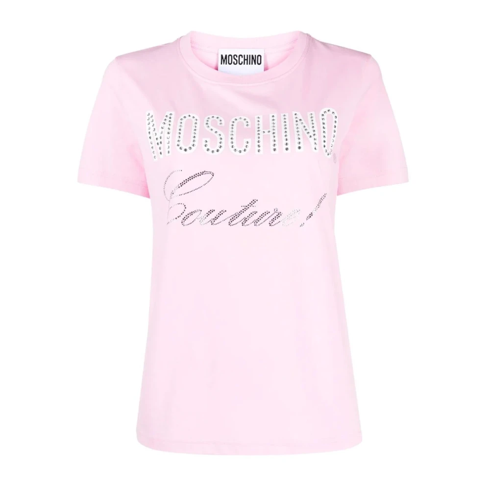 Moschino Roze T-shirt met Kristallen Versiering voor Dames Pink Dames