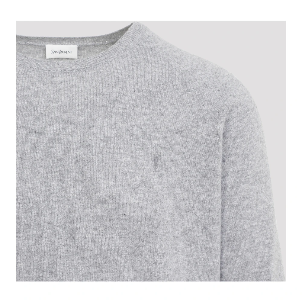 Saint Laurent Grijze Kasjmier Trui Gray Heren