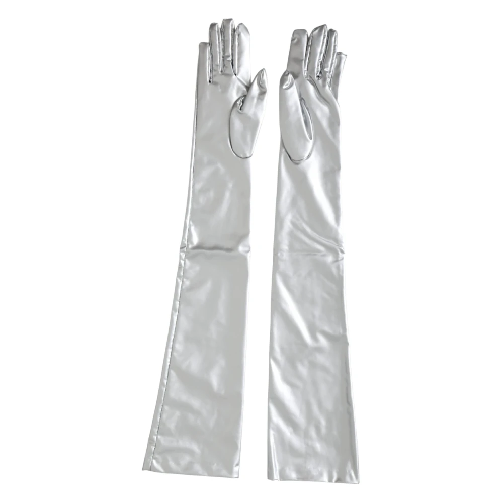 Dolce & Gabbana Elegante ellebooglengte spandex handschoenen Gray Dames