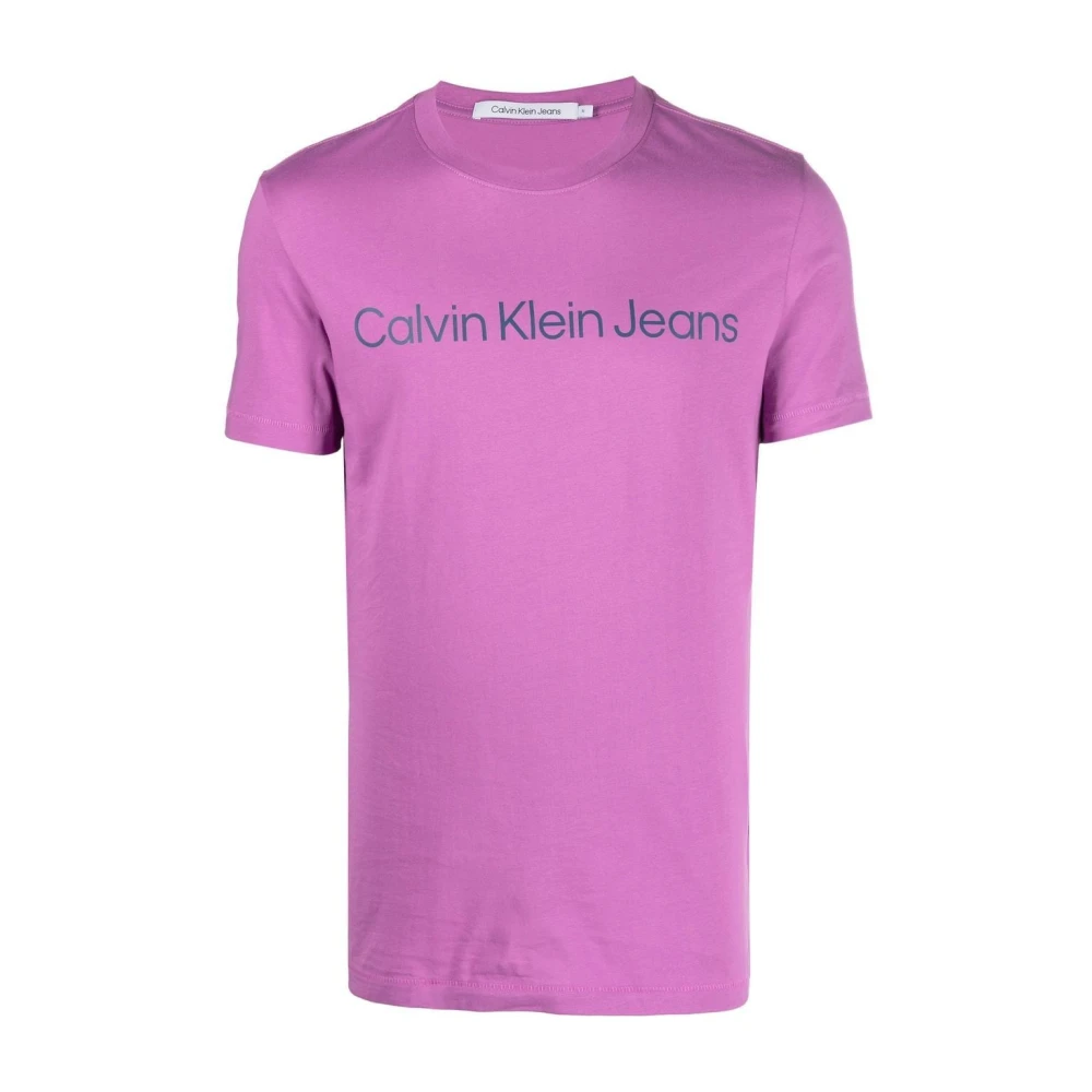 Calvin Klein Jeans Men's Purple T-Shirts, Xs, Cotton T-Shirt With Logo Print