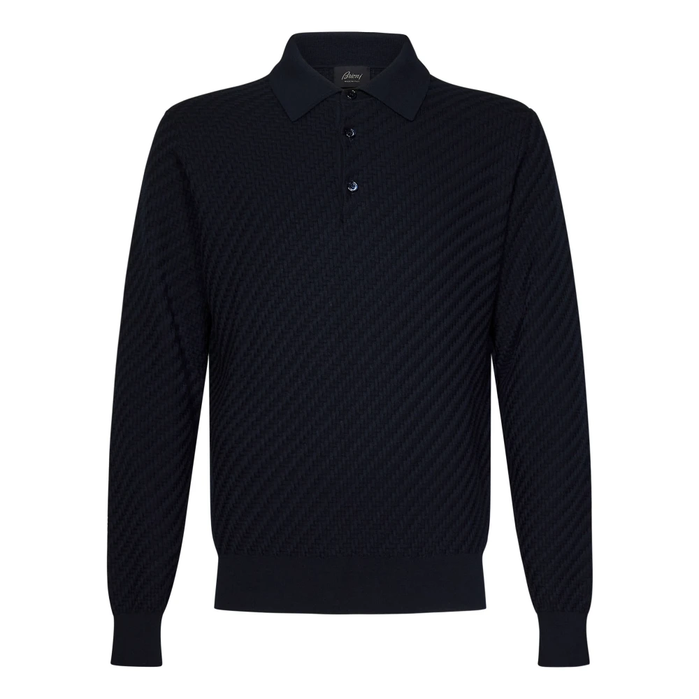 Brioni Blauw 3D Weefsel Shirt Middernacht Blue Heren