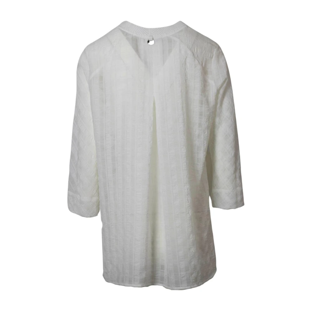 High Witte Ronde Hals Blouse Beige Dames