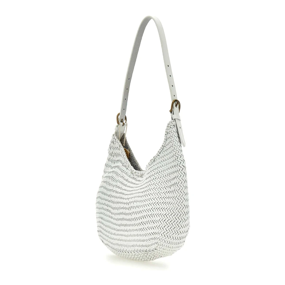 Dragon Diffusion Witte leren schoudertas Luna Mezza White Dames