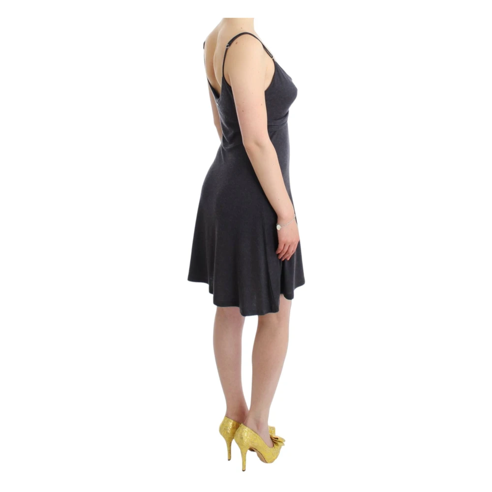 Costume National Elegante Grijze Knielange Jurk Gray Dames
