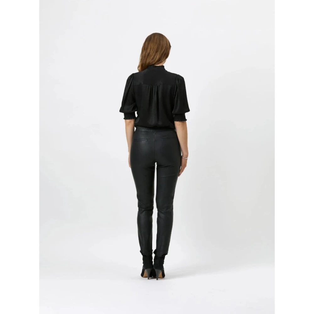 Dante 6 Zwarte blouse met opstaande kraag Black Dames