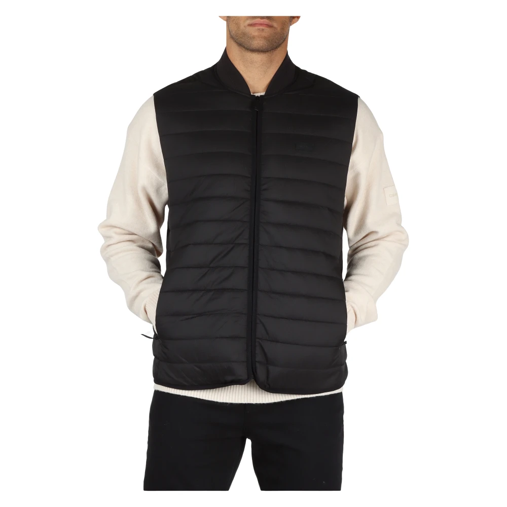 Calvin Klein Lichtgewatteerd vest met logo patch Black Heren