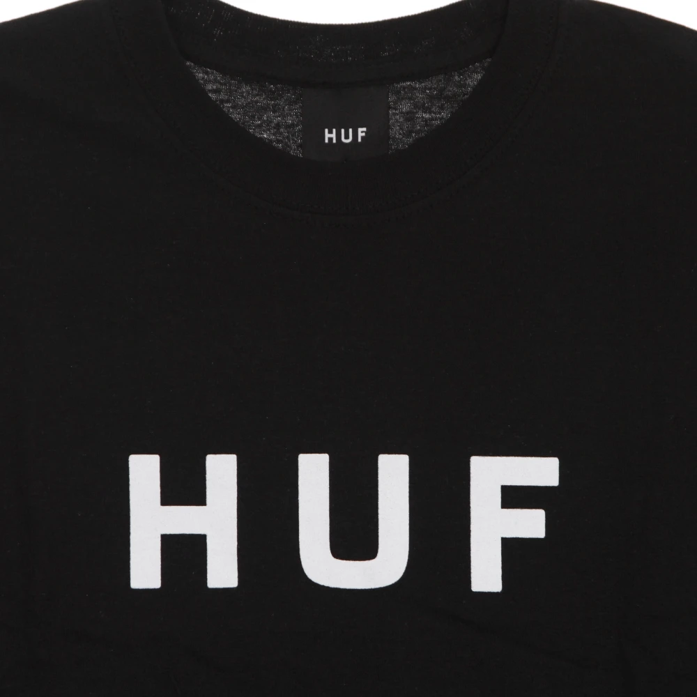 HUF Zwart Logo Tee Korte Mouw T-shirt Black Heren