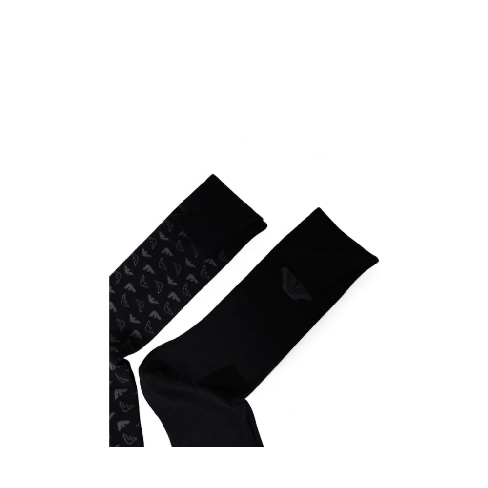 Emporio Armani Zwarte Katoenen Herensokken Collectie Black Heren