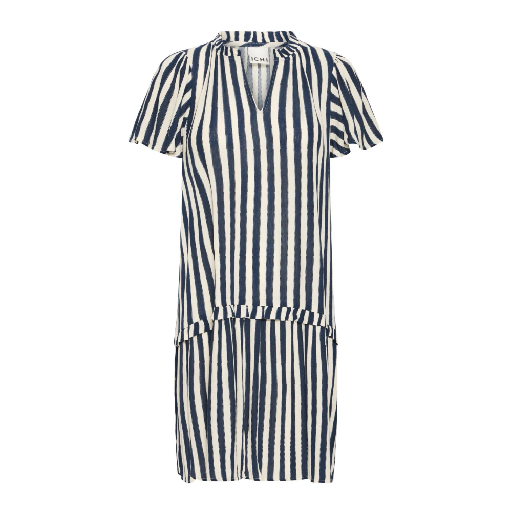 Ichi Multicolor Midi Dresses, Female, M, Dotted Stripe Dress Total Eclipse