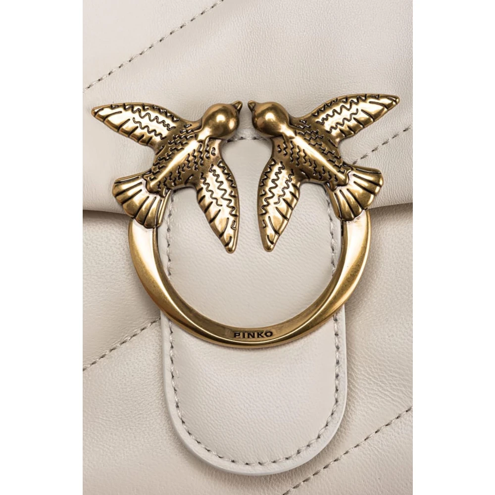 pinko Grote Love Bag Puff in zacht Nappa-leer White Dames