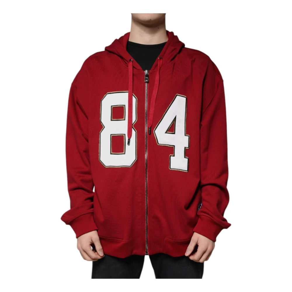 Dolce & Gabbana Rode Sweatshirt met Rits en Logo Details Red Heren