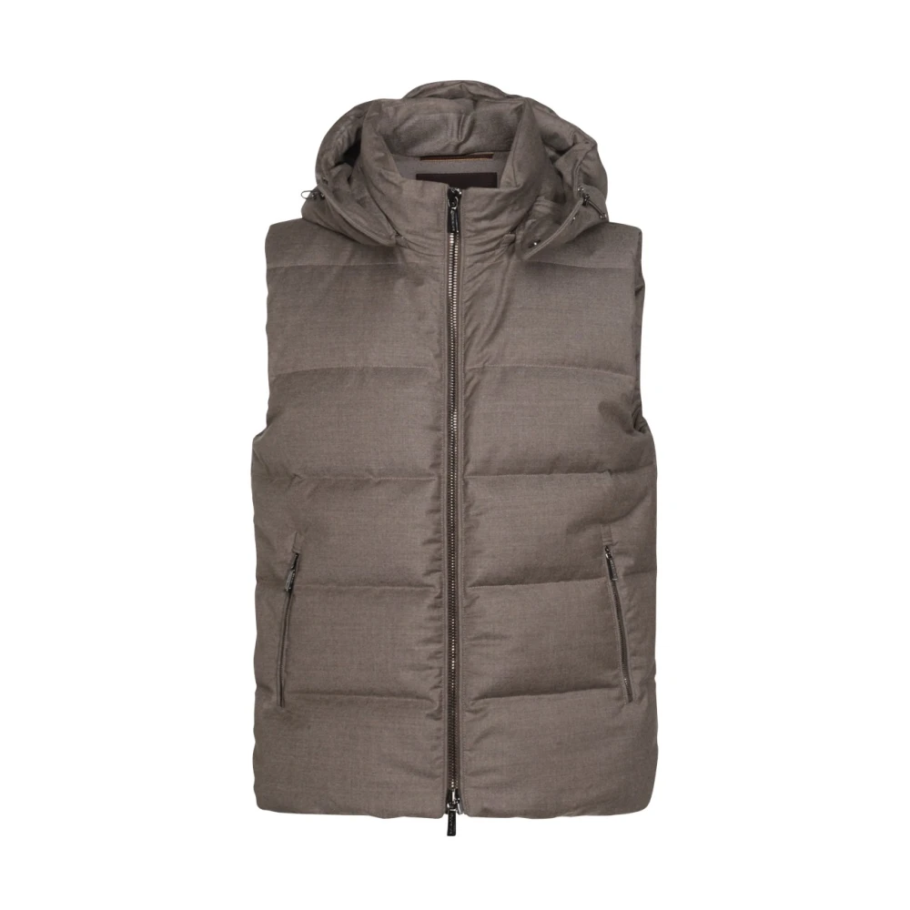 Moorer Beige Donsjas met Hoge Kraag Beige Heren