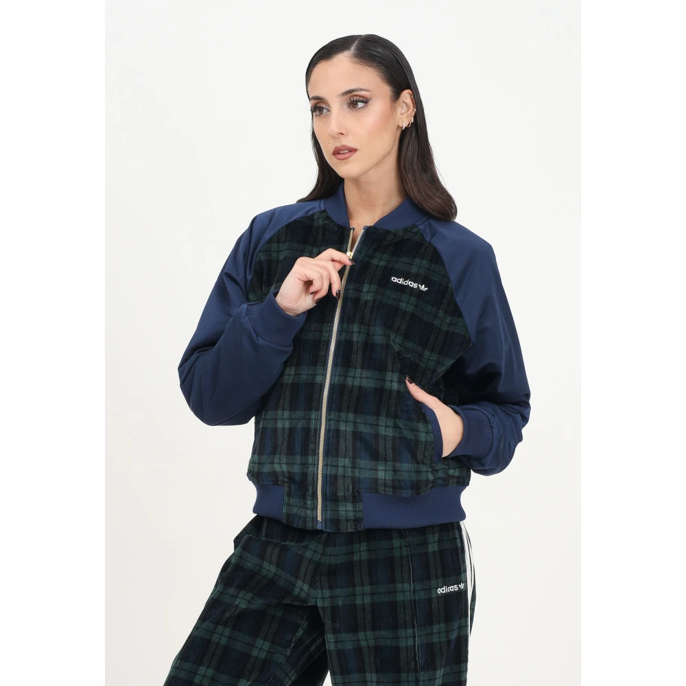adidas Originals Tartan Bomberjack Collegiate Blauw Multicolor Dames