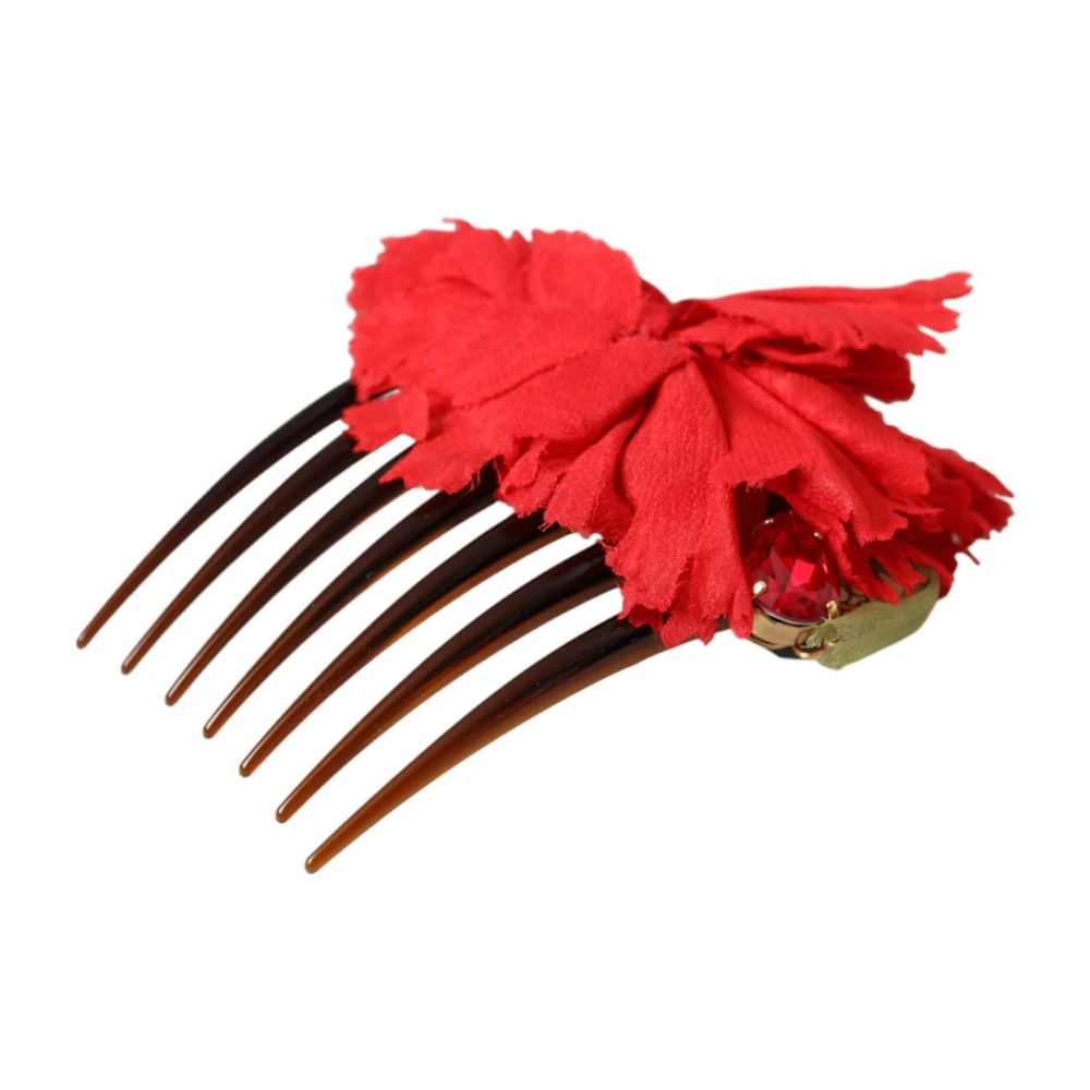 Dolce & Gabbana Zijden Bloemen Gouden Haarkam Red Dames