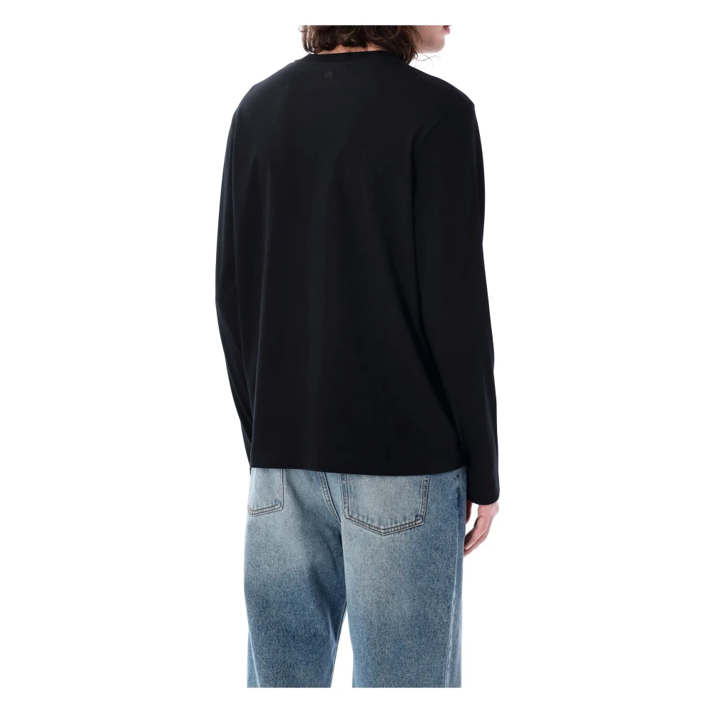 Ami Paris Rode lange mouwen T-shirt Black Heren