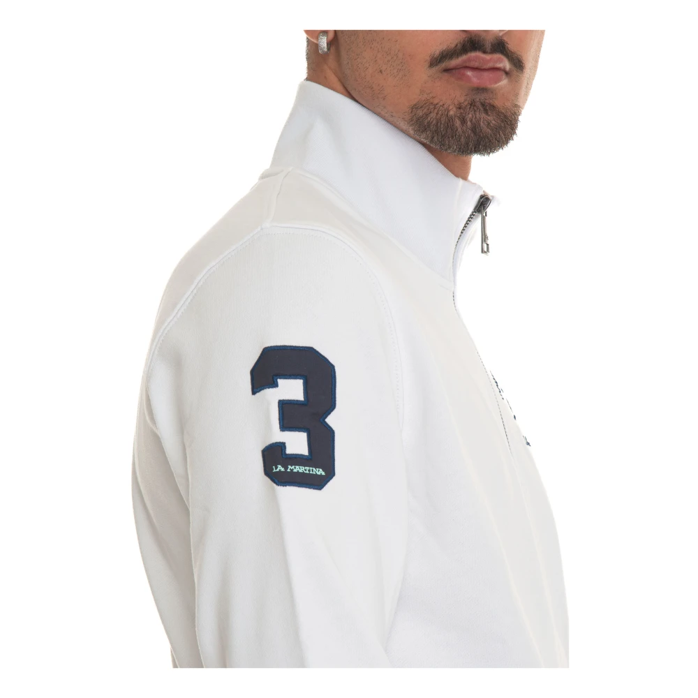 LA MARTINA Stitched Logo Zip Sweatshirt White Heren