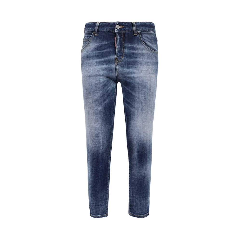 Dsquared2 Stijlvolle Cropped Jeans met Contraststiksels Blue Dames