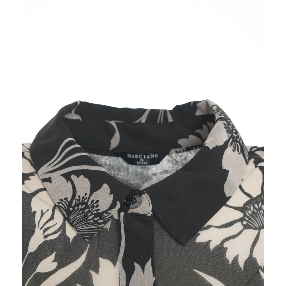Guess Zwarte Bloemen Midi Jurk Elegante Stijl Black Dames