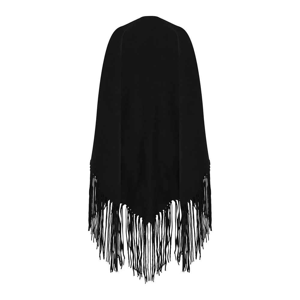 Malo Franje Mantel Black Dames