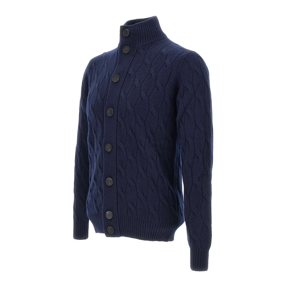 Filippo De Laurentiis Navy Blue Wol Kasjmier Trui Blue Heren