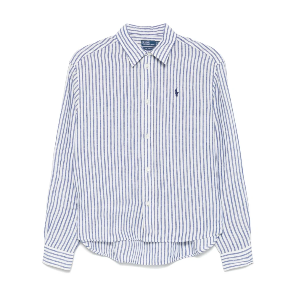 Polo Ralph Lauren Gestreept linnen overhemd Saffierblauw Blue Dames