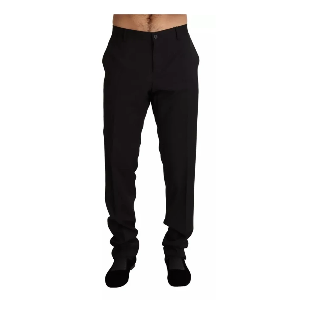 Dolce & Gabbana Men's Black Slim-Fit Trousers, 2XL, Striped Skinny Dress Trousers