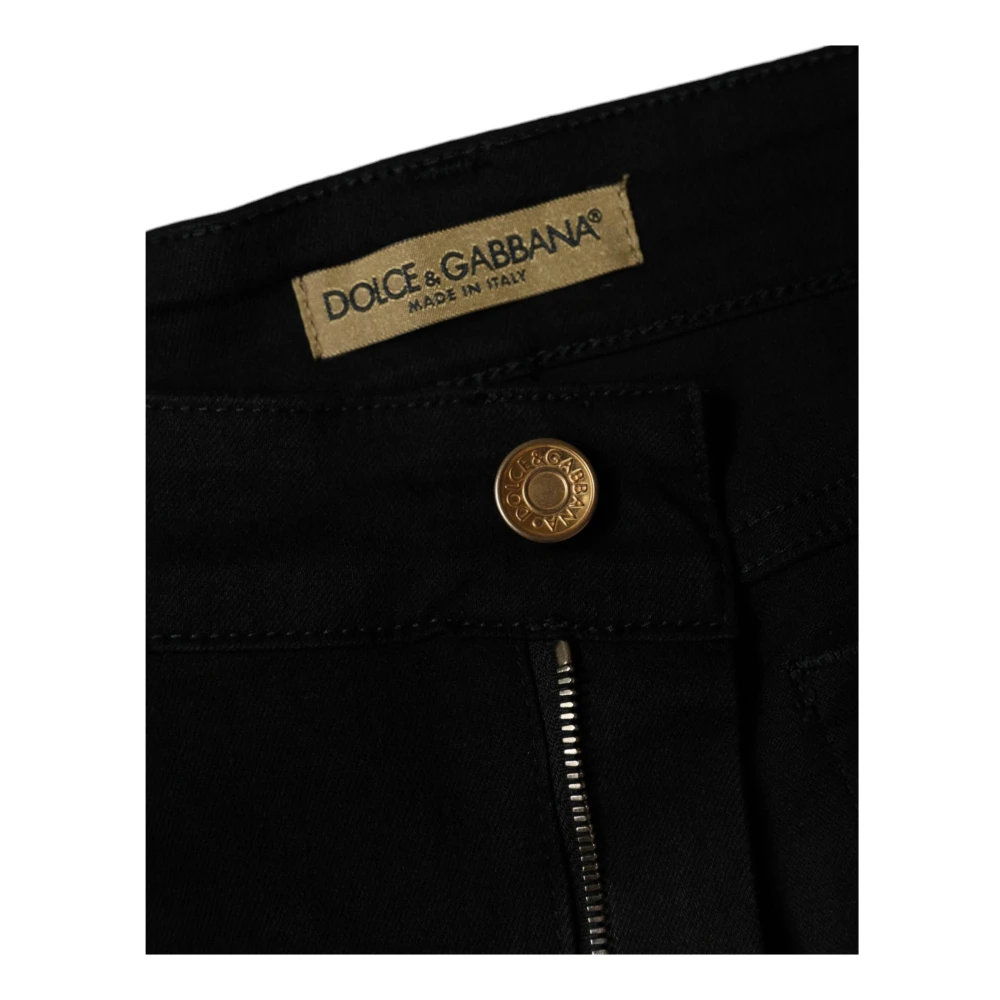 Dolce & Gabbana Zwarte Skinny Denim Jeans met Logo Black Dames