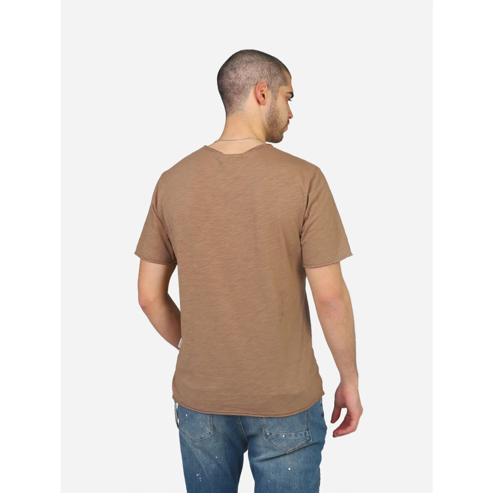 Gianni Lupo T-shirt met knopen Brown Heren