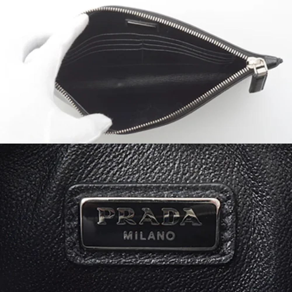 Prada Vintage Pre-owned Leather clutches Black Dames