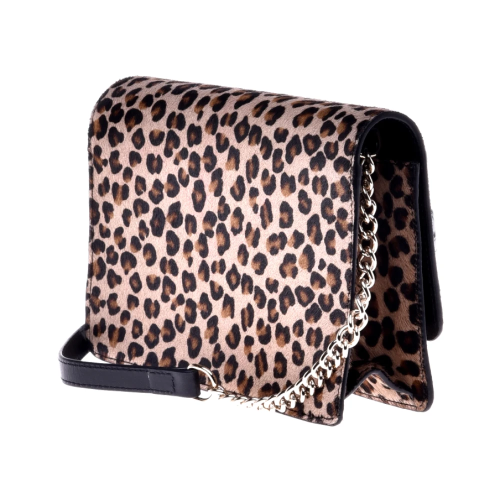 Baldinini Wallet with crossbody strap in leopard-print pony skin Multicolor Dames