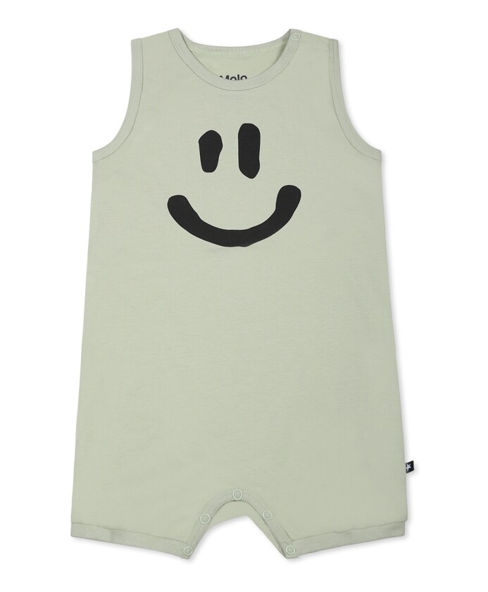 grenouillere-en-coton-vert-avec-smileys