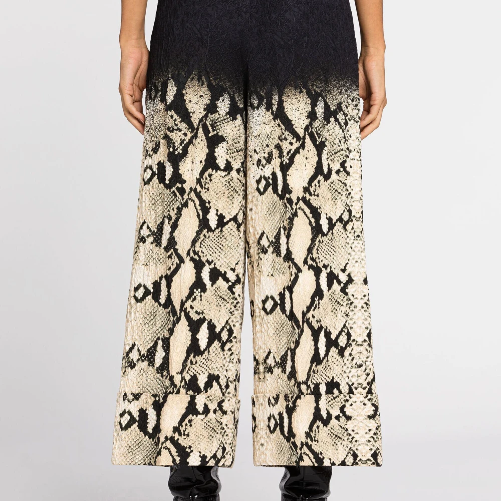 Roberto Cavalli Python-Print Wide-Leg Trousers Hoge Taille Multicolor Dames
